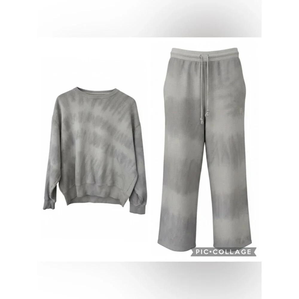 PINK Victoria's Secret Gray Tie-Dye Sweatshirt & Sweatpants Set - XS Fits Small